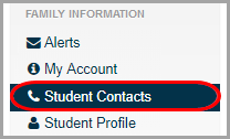 navigation bar: click Student Contacts