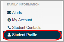 navigation bar: click Student Profile