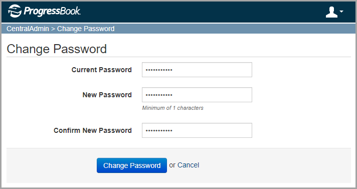 Change Password screen