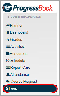 navigation bar: click Fees