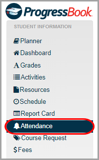 navigation bar: click Attendance