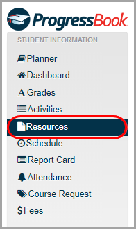 Navigation bar: click Resources